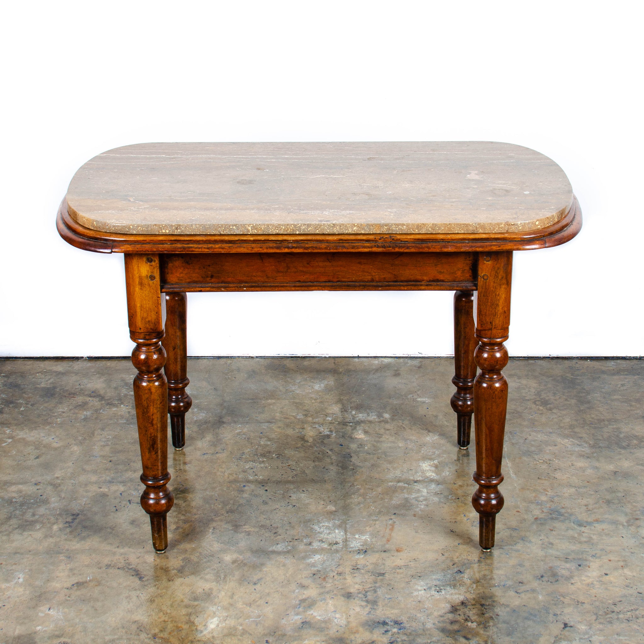 Victorian Marble Top Walnut Tables - a Pair