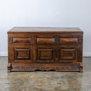 Provincial Spanish Oak Paneled Coffer, c.17th Century