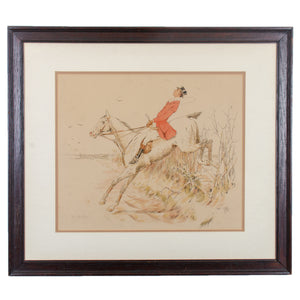 Antique Gentleman on Horseback Hunt Print