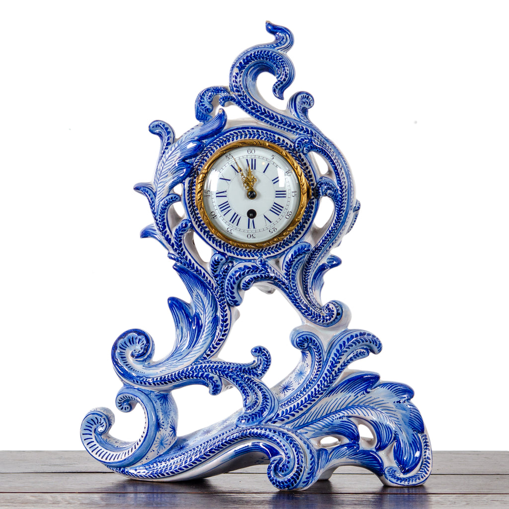 Emile Gallé Rococo Faience Mantle Clock, 19th Century