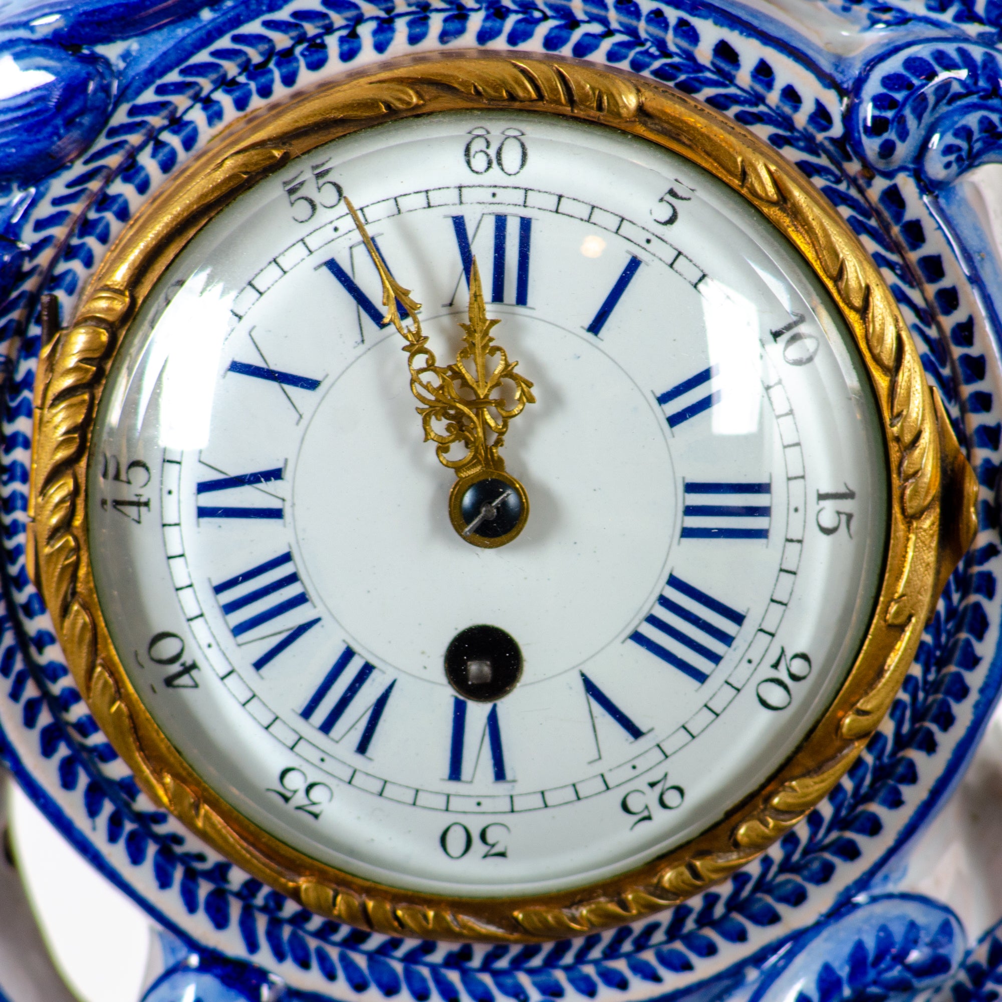 Emile Gallé Rococo Faience Mantle Clock, 19th Century