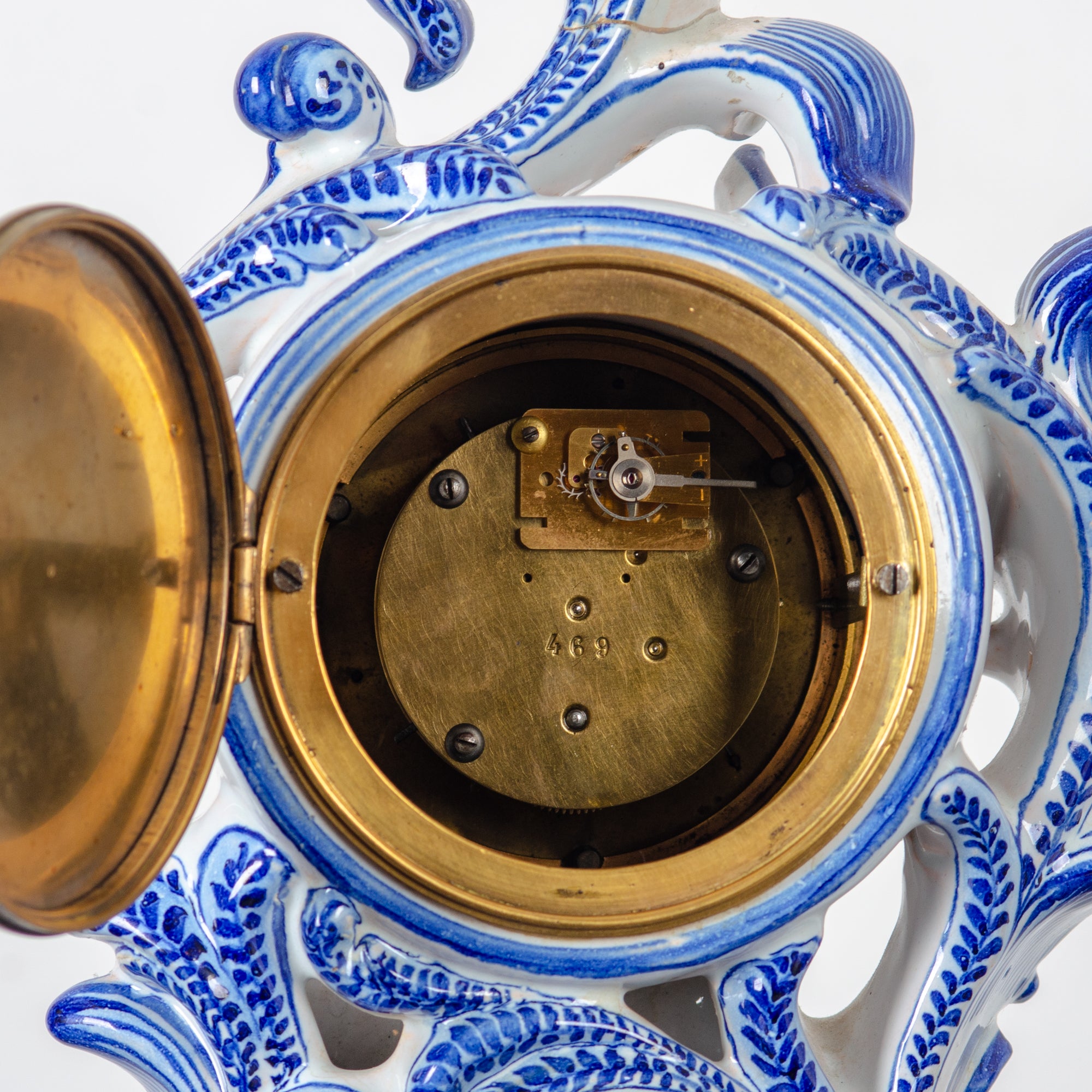 Emile Gallé Rococo Faience Mantle Clock, 19th Century
