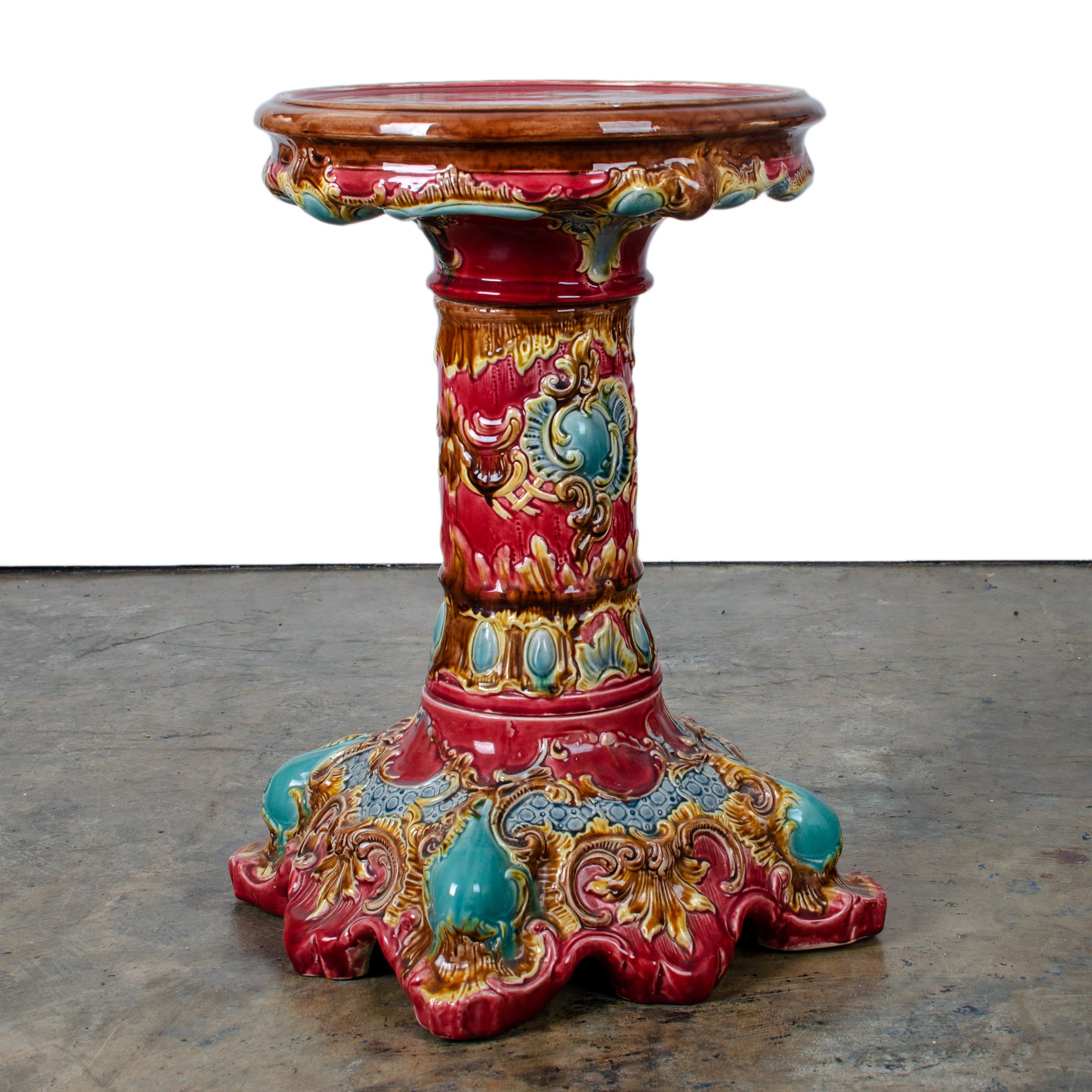 English Majolica Pedestal, c.1890s
