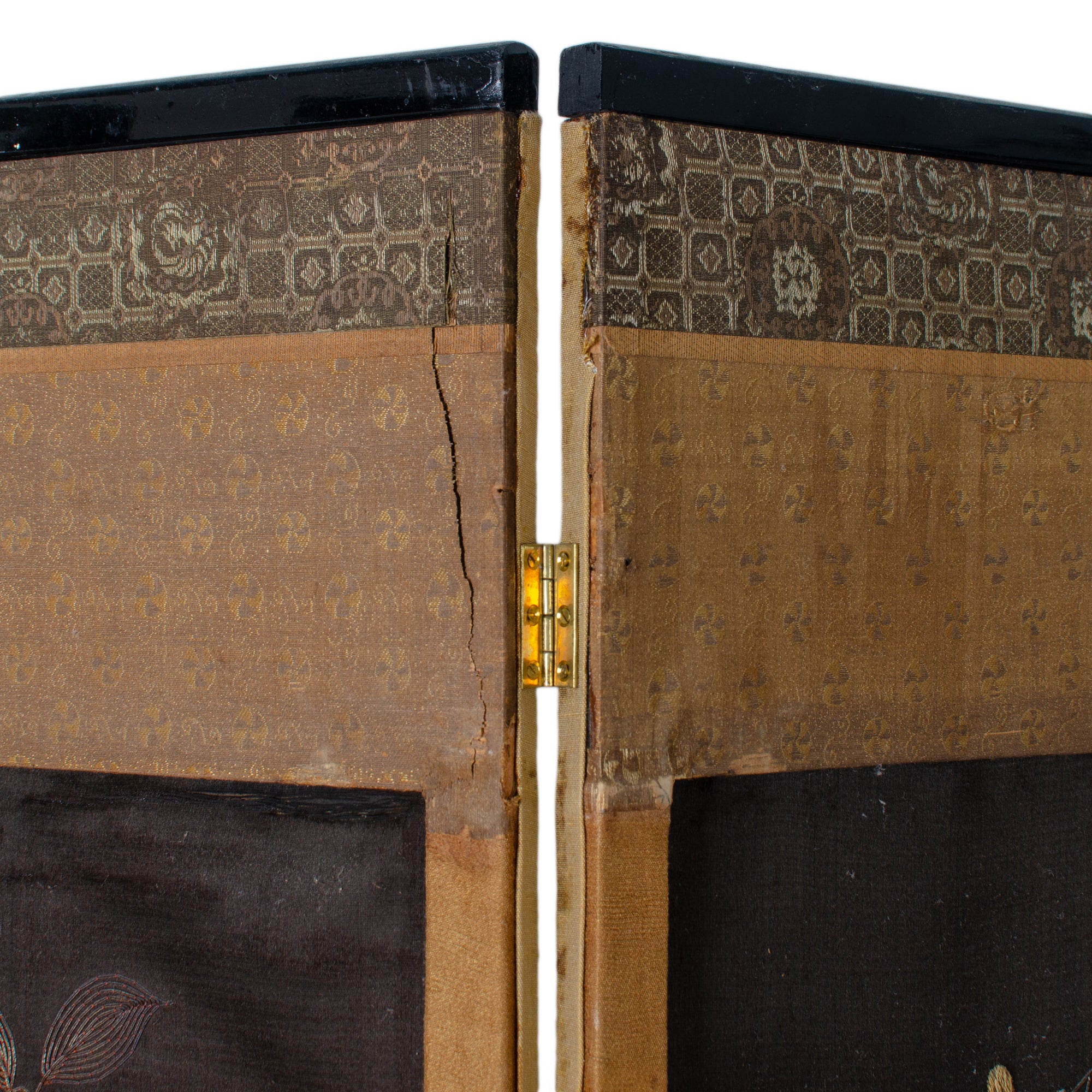 Japanese Embroidered Folding Screen, Meiji Period