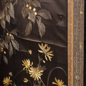 Japanese Embroidered Folding Screen, Meiji Period