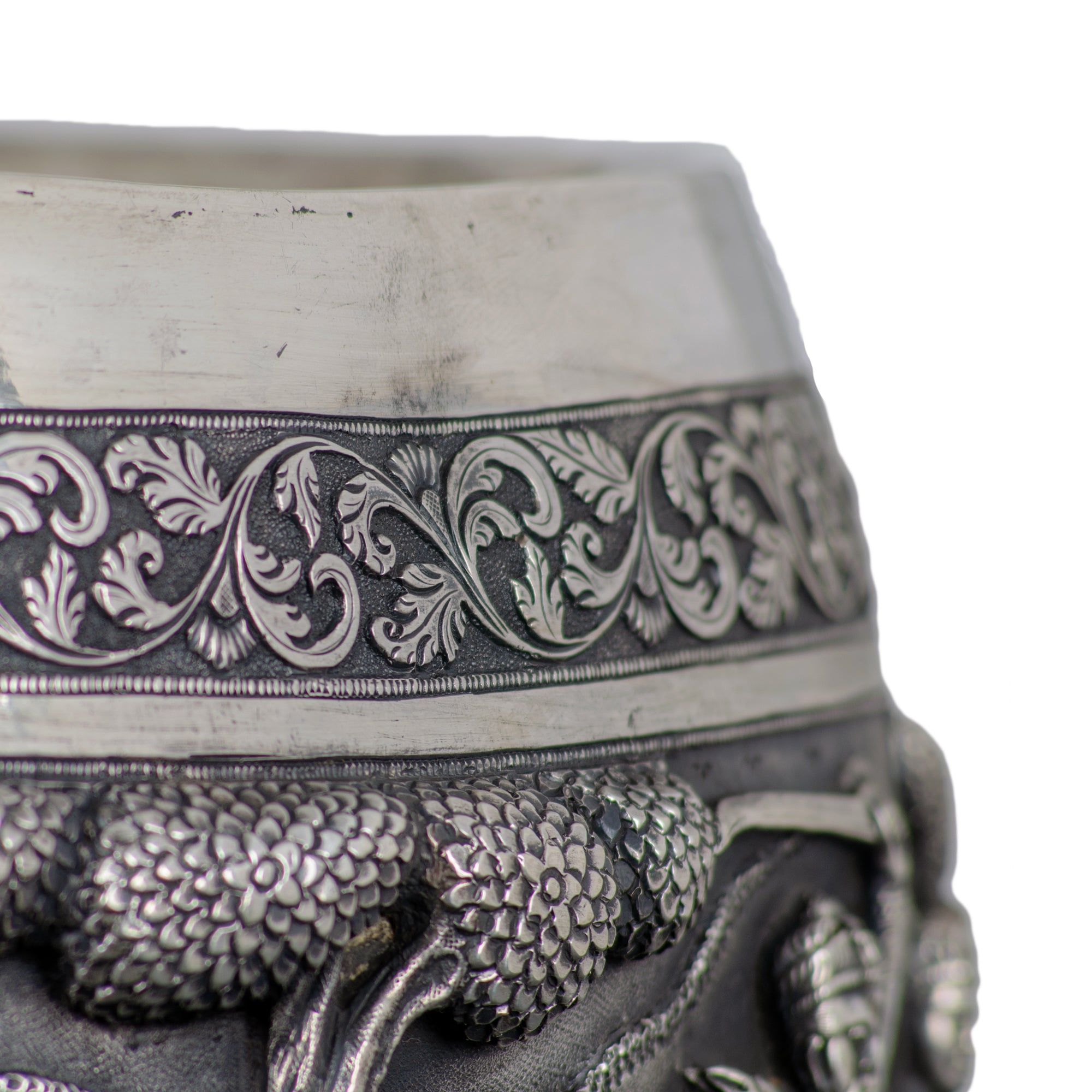 Indian Silver Repoussé Hunting Bowl, Lucknow, 19th Century