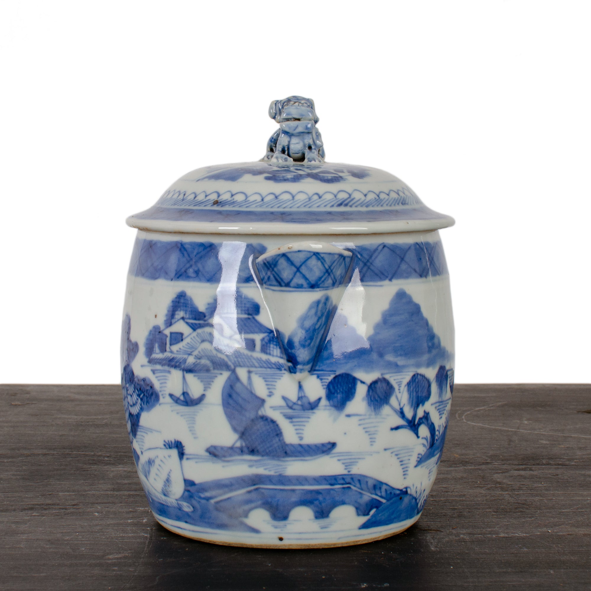 Canton Blue and White Porcelain Cider Jug, c.1830