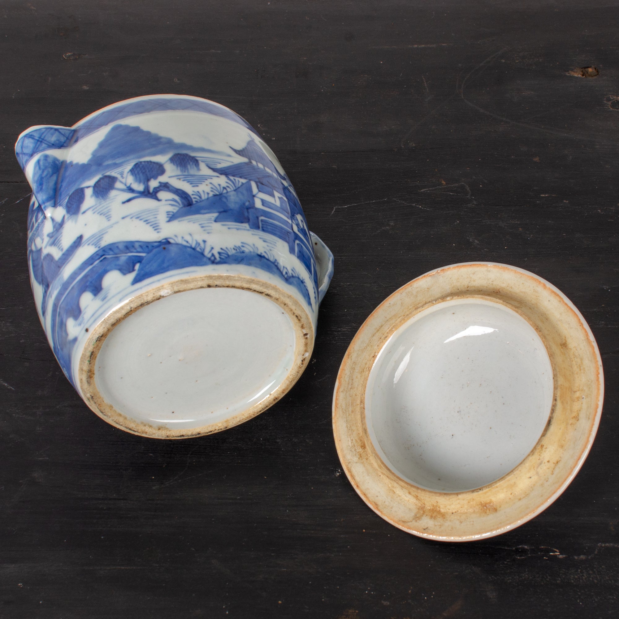 Canton Blue and White Porcelain Cider Jug, c.1830