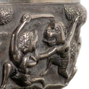 Indian Silver Repoussé Hunting Bowl, Lucknow, 19th Century