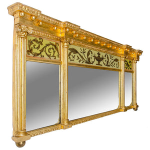 Regency Eglomise Panel Overmantle Mirror