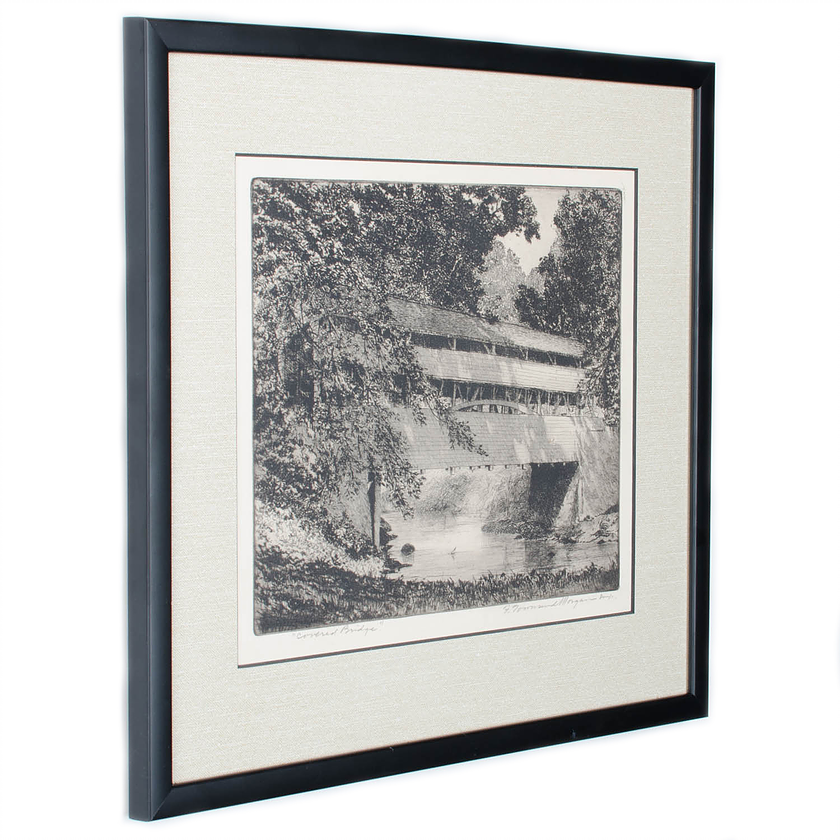 Covered Bridge Etching by F. Townsend Morgan