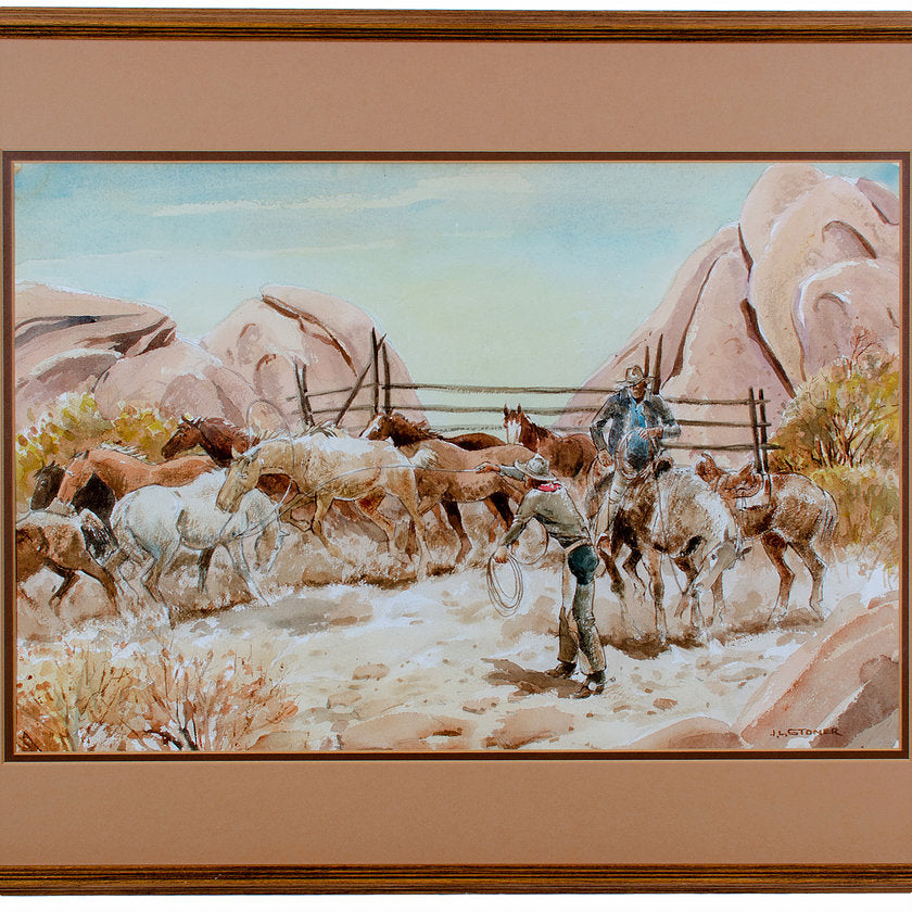 John Lawrence Stoner - Horse Wranglers Watercolor Painting
