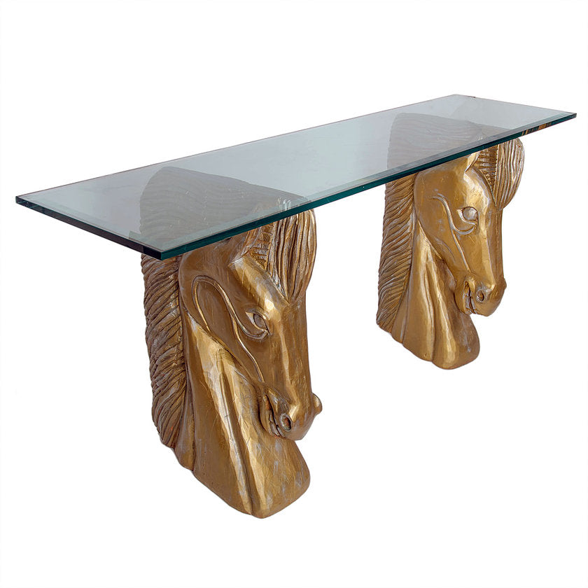 Carved Horse Head Console Table