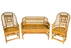 Thomasville Chinoiserie Brighton Bamboo Settee & Armchairs - Set of 3