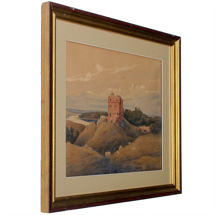 Watercolor of Norham Castle, Northumberland, England