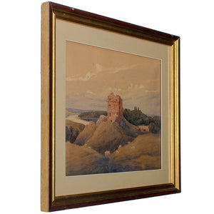 Watercolor of Norham Castle, Northumberland, England