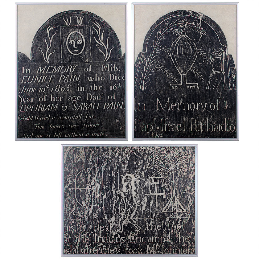 Early New England Gravestone and Marker Rubbings - Set of 3
