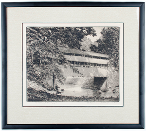 Covered Bridge Etching by F. Townsend Morgan