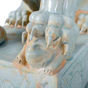 Large Chinese Celadon Ceramic Guardian Lions