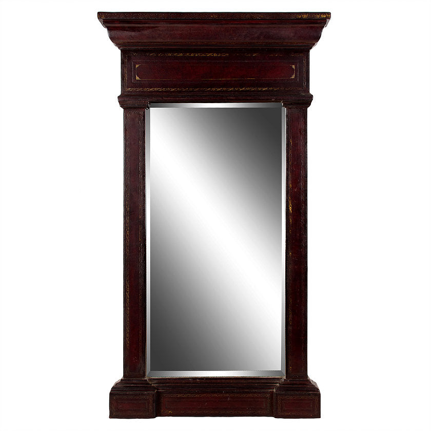 Maitland-Smith Gilt Embossed Leather Mirror