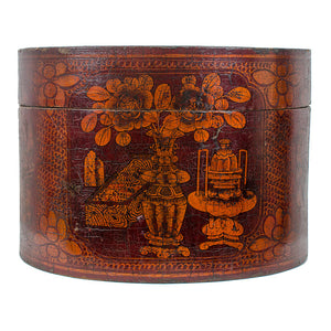Qing Dynasty Red Lacquered Wood Hat Box c.1880