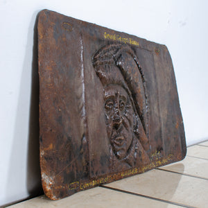 Haitian Metal Art Relief Portrait Plaque of General Georges Biassou