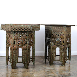 Moroccan Pierced Brass Side Tables