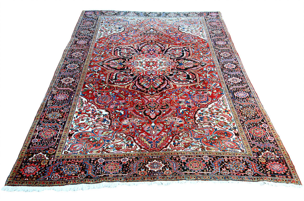 Antique Persian Heriz Rug - 9' 11" by 13' 1"