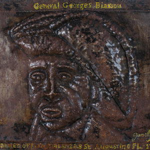 Haitian Metal Art Relief Portrait Plaque of General Georges Biassou