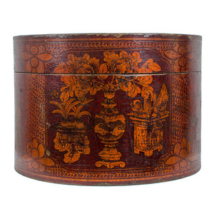 Qing Dynasty Red Lacquered Wood Hat Box c.1880