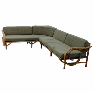 Mid-Century Rattan Sectional Sofa
