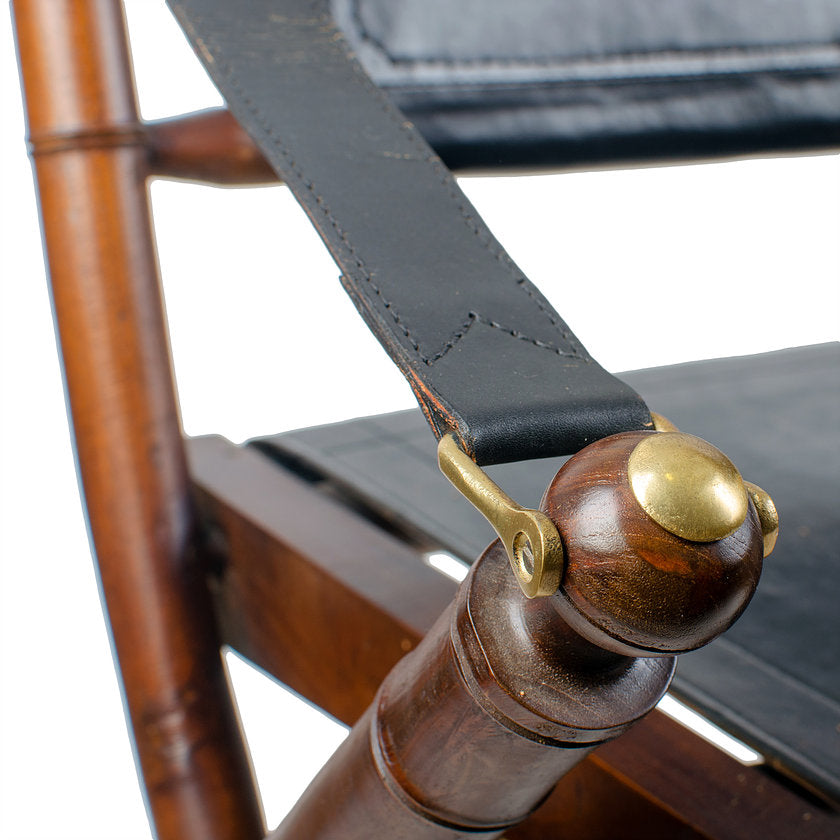 Folding Leather Campaign Chairs - Set of 4