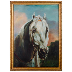 1929 White Horse Painting by Annie M. Smoak