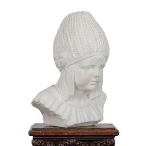 Nordic Girl Marble Bust, 19th Century