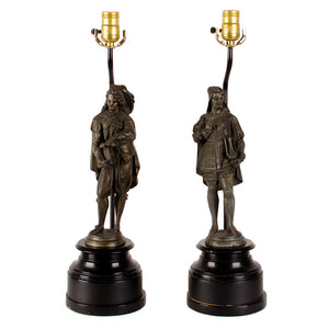 Figural Artist Spelter Lamps - A Pair