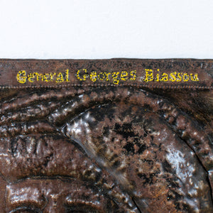 Haitian Metal Art Relief Portrait Plaque of General Georges Biassou