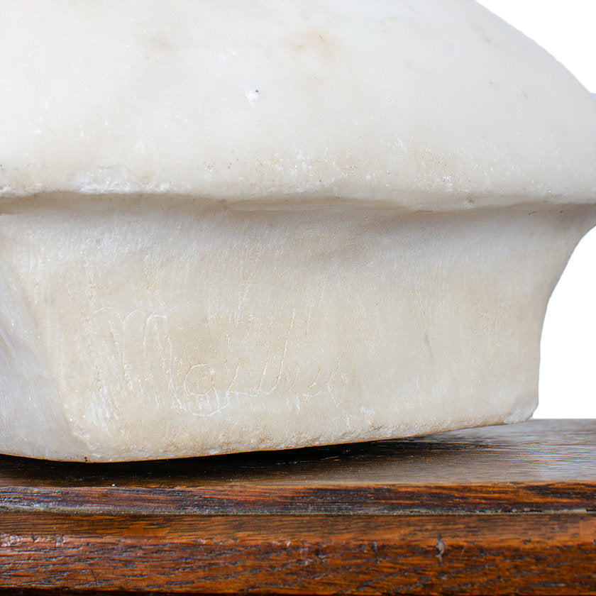 Nordic Girl Marble Bust, 19th Century