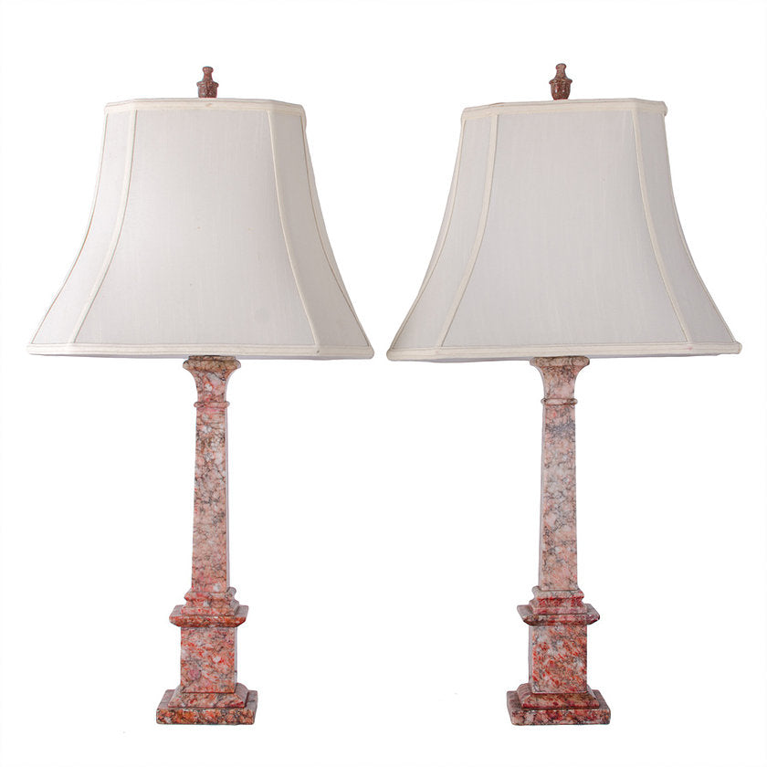 Marble Column Lamps - a Pair
