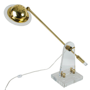 Bauer Articulated Lucite and Brass Lamp