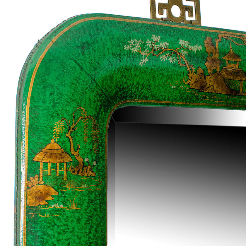 Chinoiserie Painted Leather Mirror