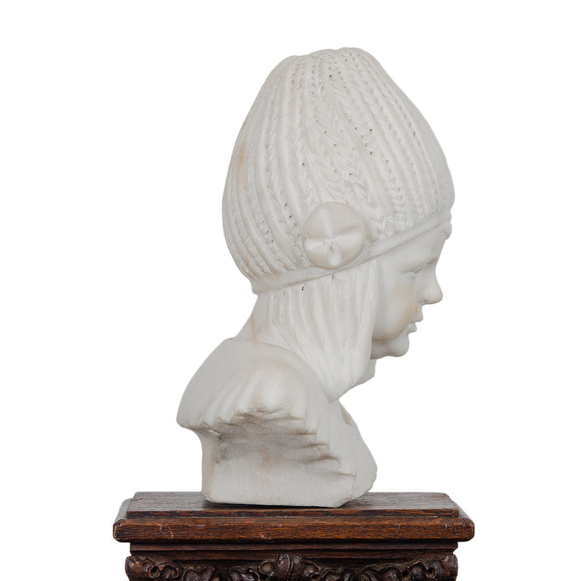 Nordic Girl Marble Bust, 19th Century