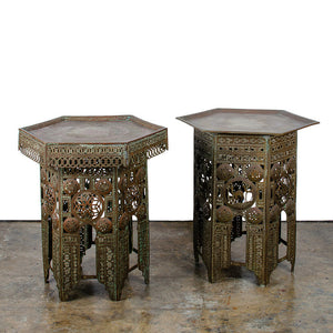 Moroccan Pierced Brass Side Tables