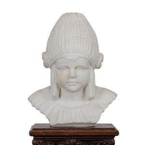 Nordic Girl Marble Bust, 19th Century