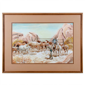 John Lawrence Stoner - Horse Wranglers Watercolor Painting
