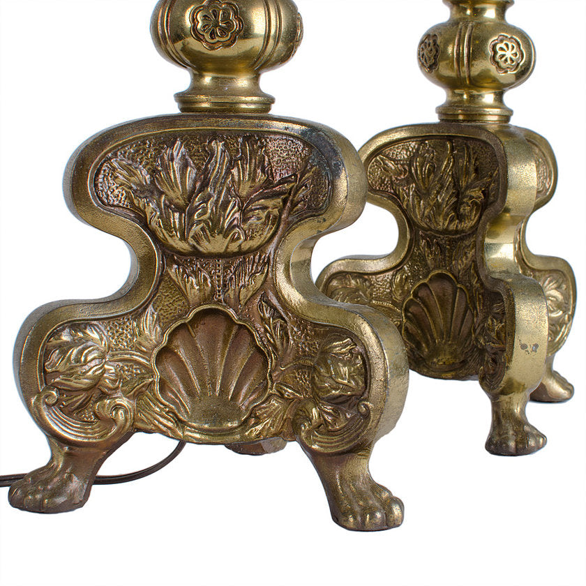 Baroque Alter Style Candlestick Lamps - A Pair