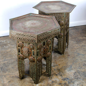 Moroccan Pierced Brass Side Tables