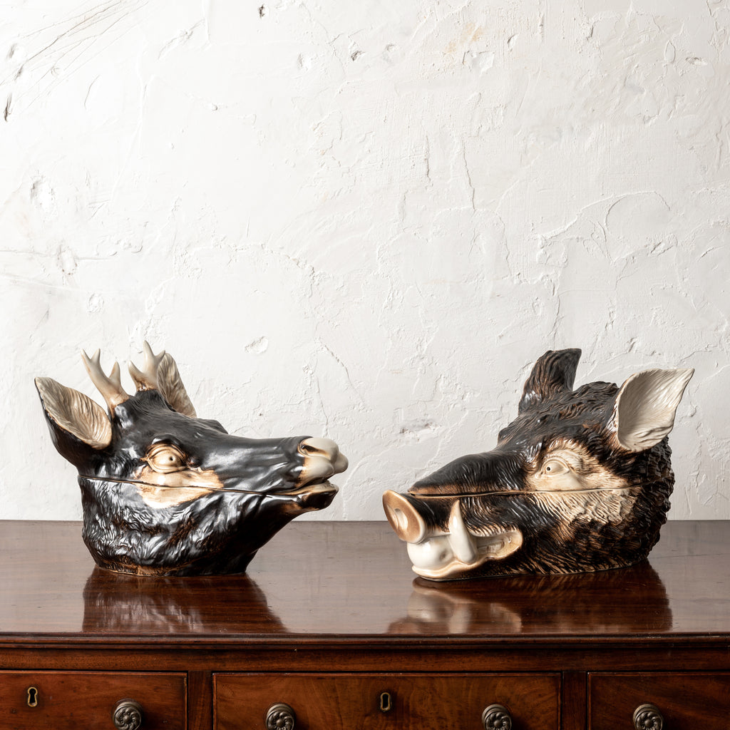 Boar and Stag Majolica Tureens