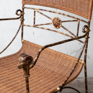 Giacometti Style Wrought Iron and Wicker Chair
