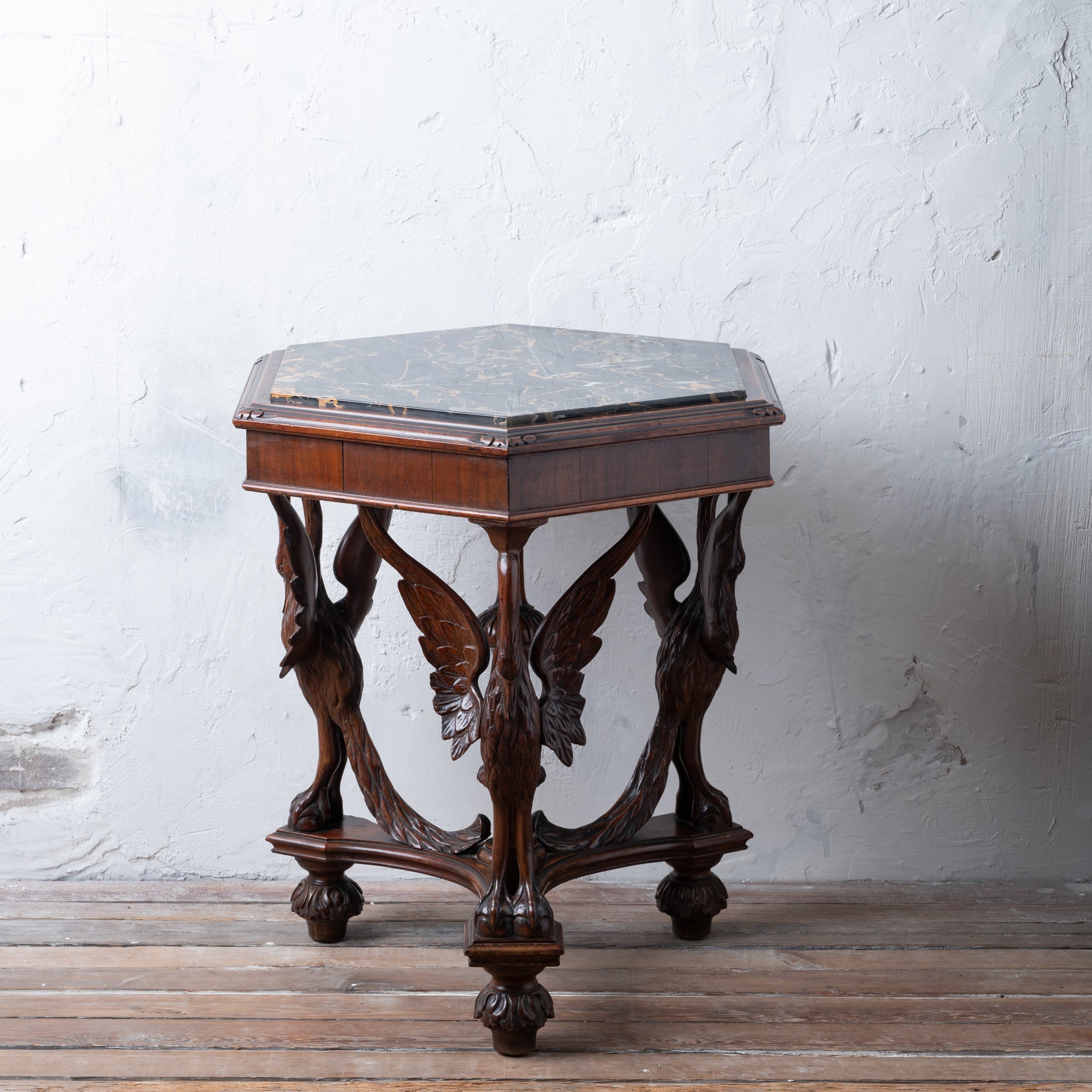 Neoclassical Carved Swan Center Table