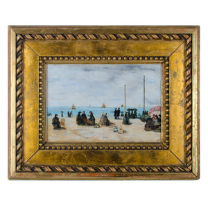 After Eugène Boudin - French Beach Scene, Oil on Canvas
